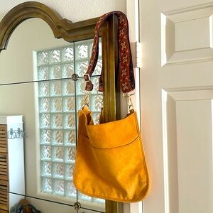 A leather crossbody bag